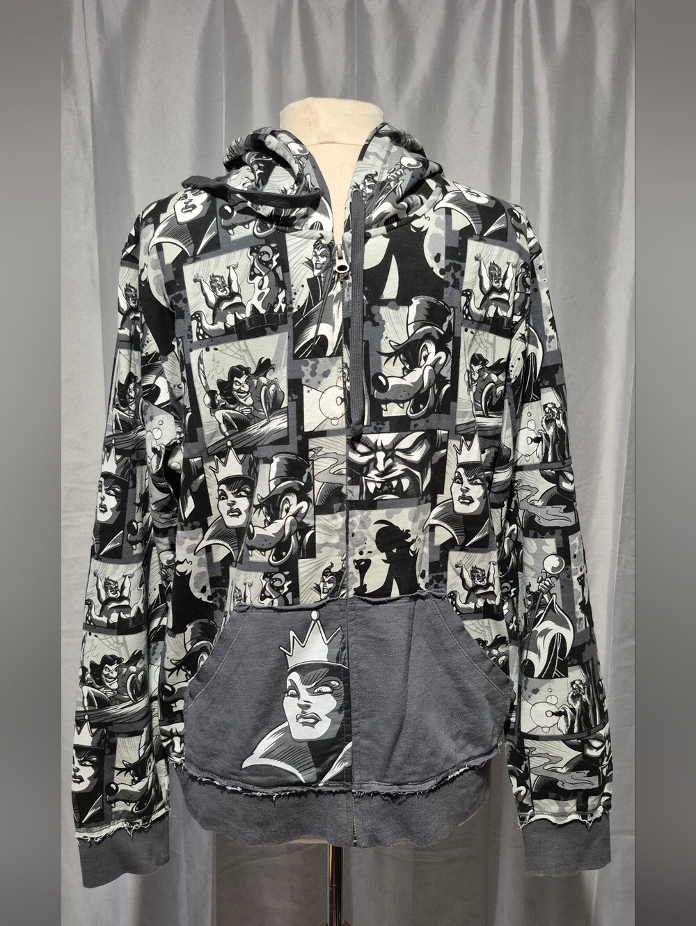Villains Zip-Up Hoodie Jacket - Black & Gray